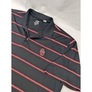Oklahoma University OU Sooners Cutter & Buck Drytec Honeycomb Black Polo XXL